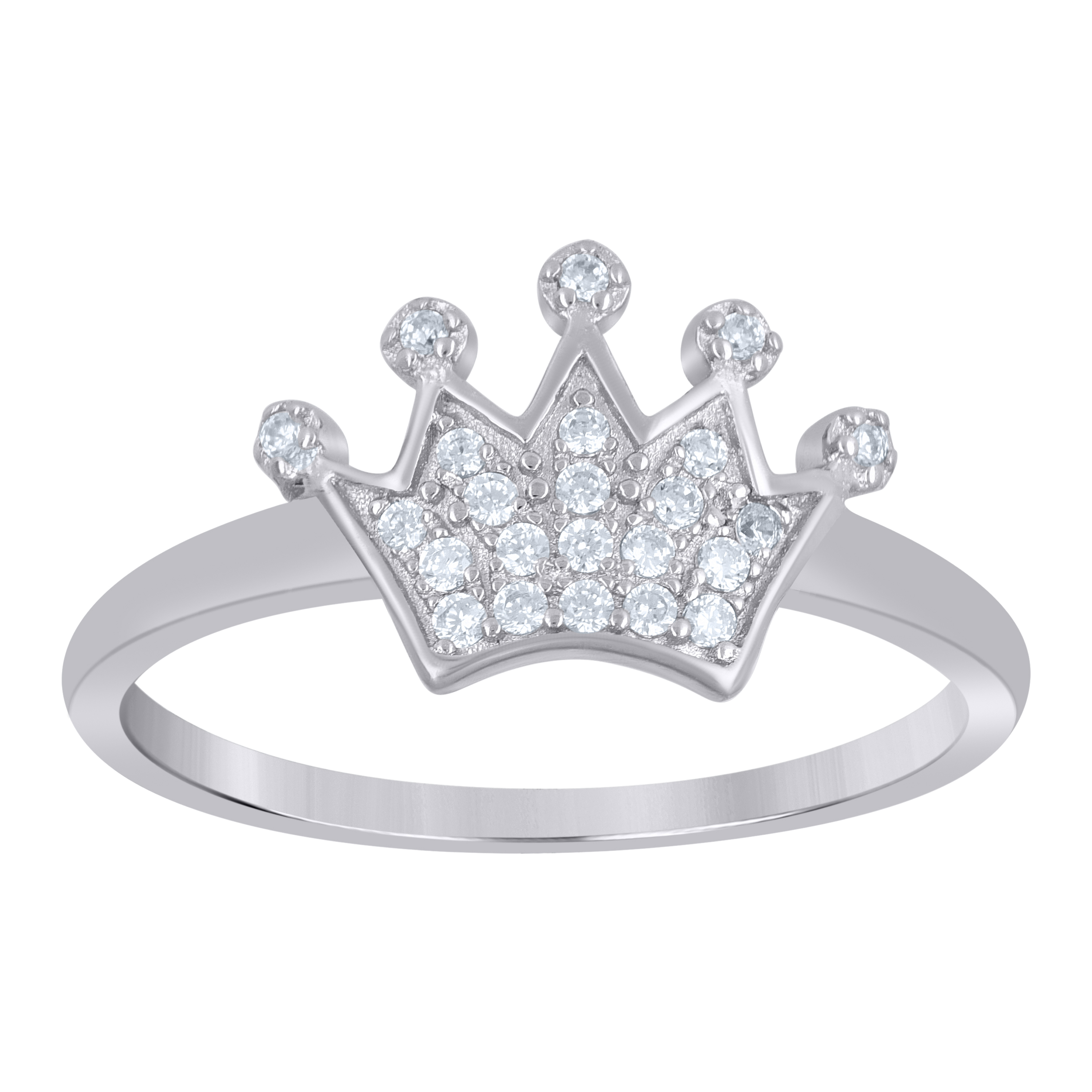 925 Sterling Silver Womens Cubic-Zirconia Crown Fashion Ring Size 8